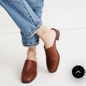 Madwell Cognac Brown Mindy Lugsole Leather Slip-On Mules in size 9.5
